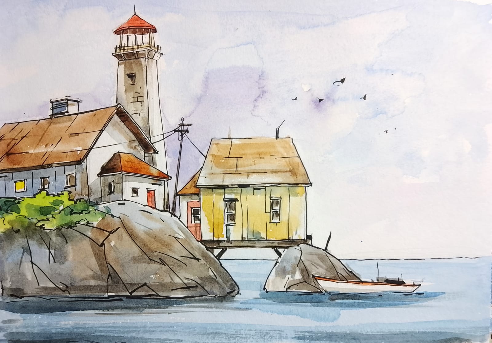 Light house Scenery - Water Color